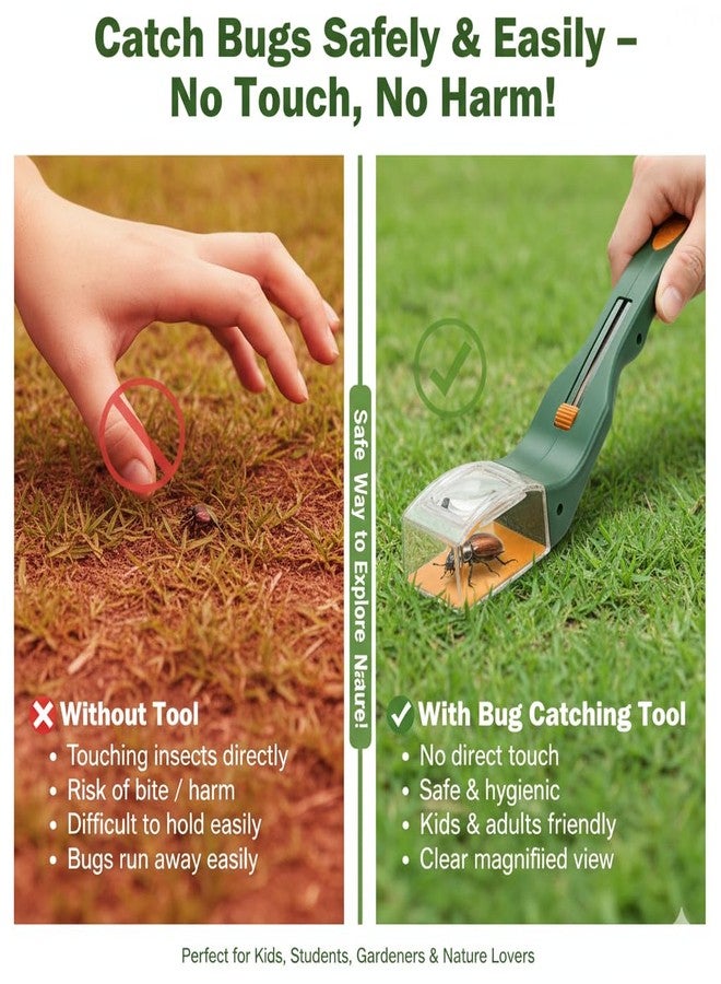 Alark أداة ألارك باج فيو لصيد الحشرات سريعة الفك مع عدسة مكبرة، أداة عرض الحشرات للأطفال والكبار، قفص حشرات متعدد الألوان مع عدسة مكبرة، لعبة خنافس لاستكشاف الطبيعة في الهواء الطلق - Image 5